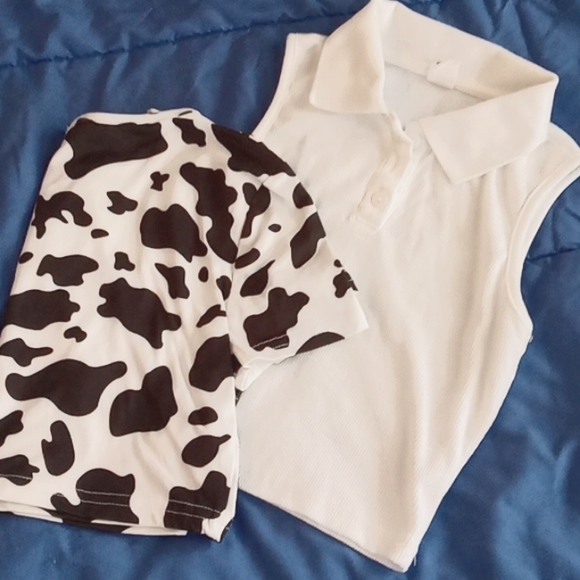Cow Print (1) & White Collared (1) Crop Tops - Picture 10 of 10